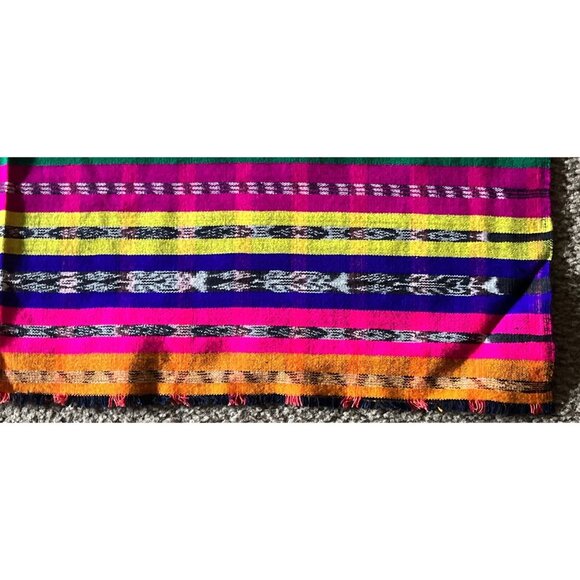 Vintage 1971 Bright Ethnic Guatemalan Fabric Handmade Ikat Fabric from Guatemala - Picture 4 of 5